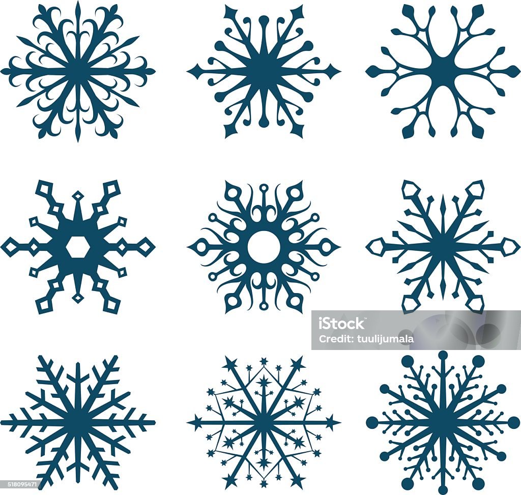 Abstract blue snowflakes Abstract blue snowflakes isolated on white background. Abstract stock vector