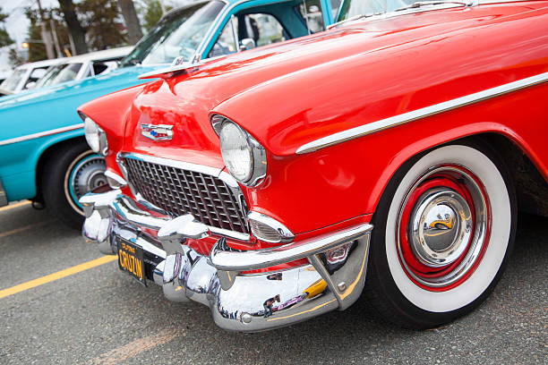 chevrolet bel air - collectors car front view chevrolet bel air horizontal imagens e fotografias de stock