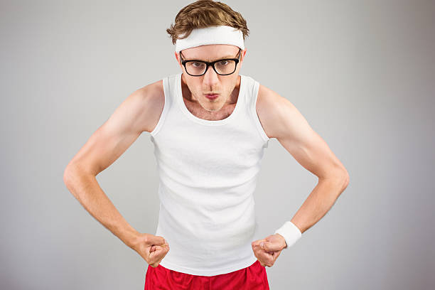 istock Geeky hipster posing in sportswear 518099869