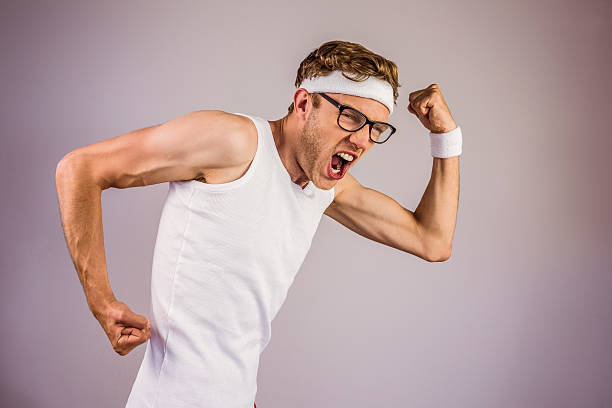 istock Geeky hipster posing in sportswear 518099879