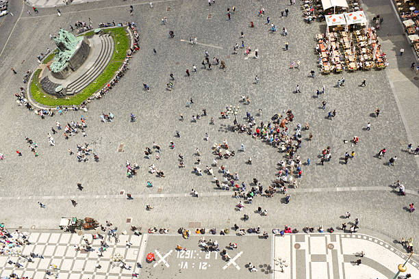 Prague, Czech Republic - June 30, 2013: One of the most popular places in Prague - the Old Town Square seen from tower of the Town hall on June 30, 2013.