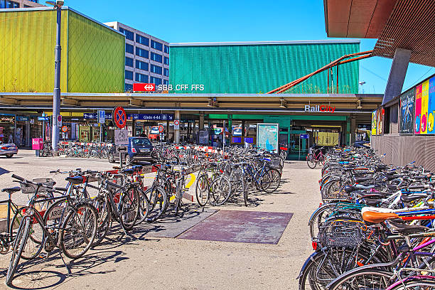 Bicycles parked at the Zurich main railway station Zurich, Switzerland - 1 August, 2013: bicycles parked at the Zurich main railway station. Zurich is the largest city in Switzerland and the capital of the Swiss canton of Zurich. zurich train station stock pictures, royalty-free photos & images