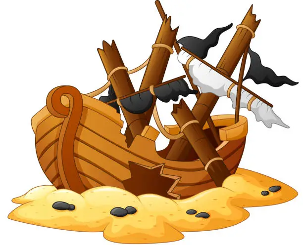 Vector illustration of illustration of shipwreck