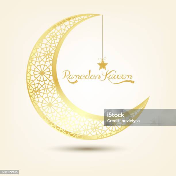 Doro Mezzaluna Luna Su Sfondo Marrone - Immagini vettoriali stock e altre immagini di Luna - Luna, Paesaggio lunare, Ramadan