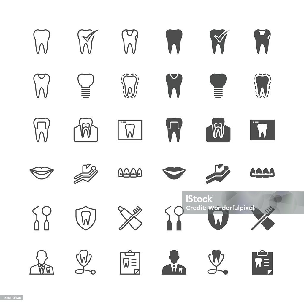 Dental icons Simple vector icons. Clear and sharp. Easy to resize. No transparency effect. EPS10 file. Included normal and enable state. Icon Symbol stock vector
