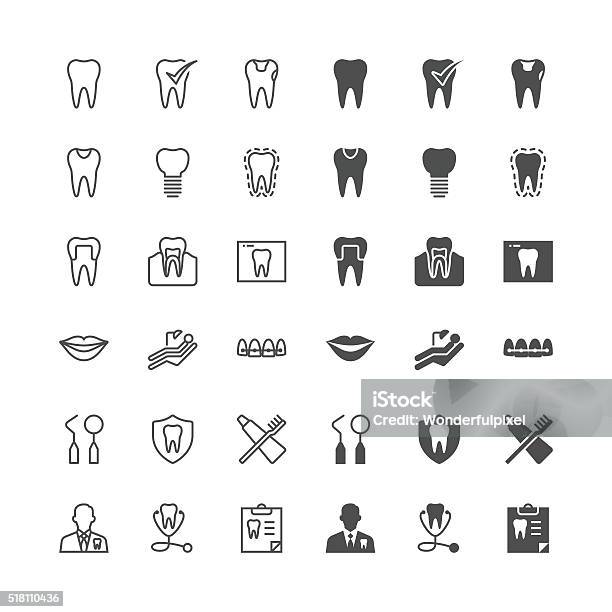 Dental Icons Stock Illustration - Download Image Now - Icon Symbol, Dental Health, Dental Filling