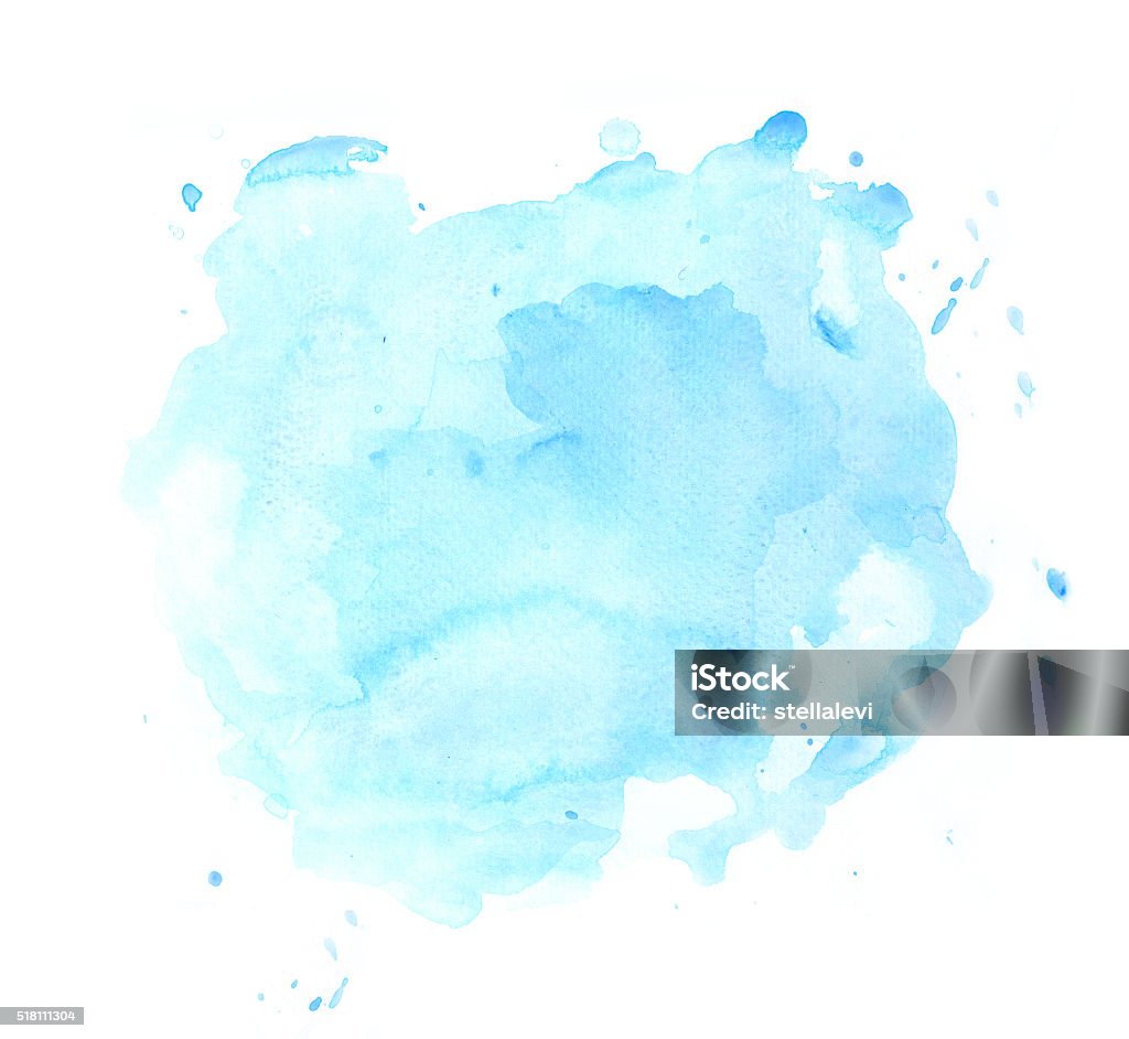 Blue watercolor spot Blue  watercolor spot on white paper. my own work. Backgrounds stock illustration