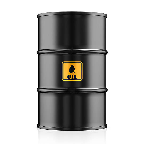 istock Black Metal Oil Barrel on White Background. 518111530