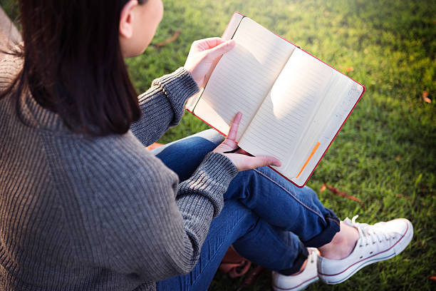 istock Asian Lady Reading Book Park Outdoors Concept 518113756