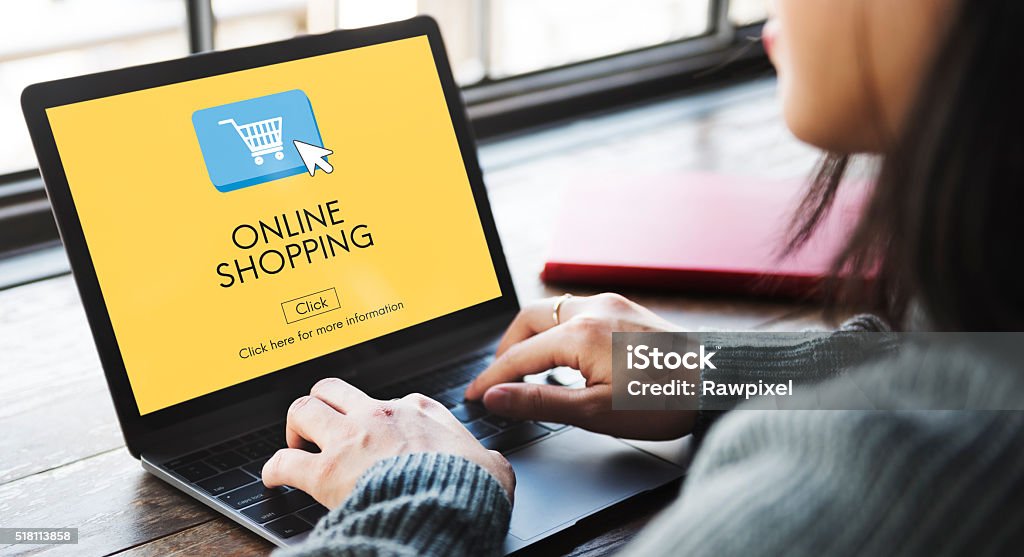 Compras on-line do comércio electrónico sairia enfraquecido conceito de tecnologia Digital - Foto de stock de Compra online royalty-free