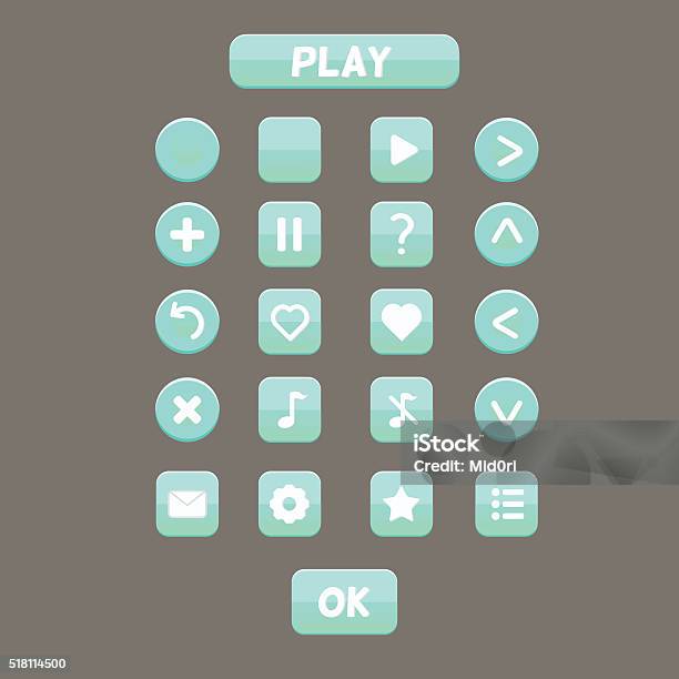 Game Ui Button Set Stock Illustration - Download Image Now - Collection ...