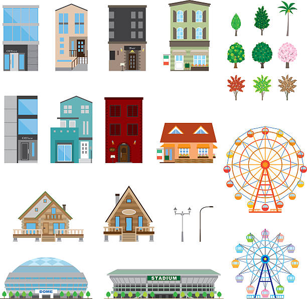 ilustraciones, imágenes clip art, dibujos animados e iconos de stock de varios edificio - cupola