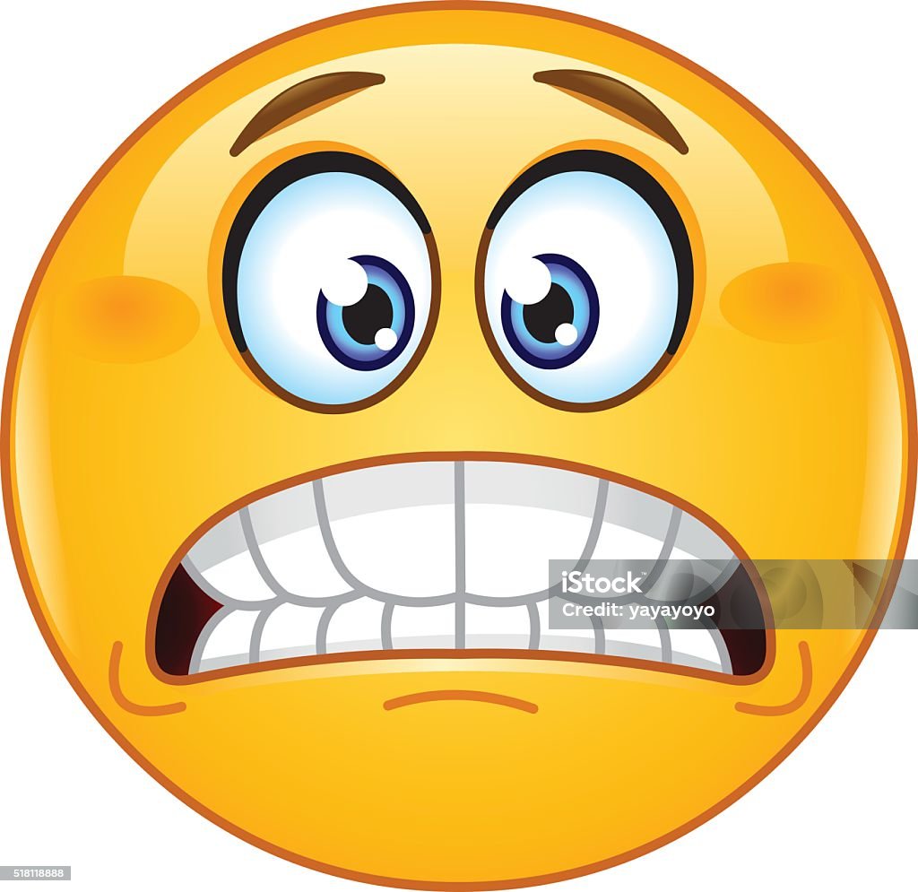 Grimacing emoticon Grimacing emoticon showing bared teeth Emoticon stock vector
