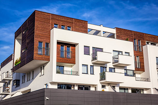 Modern white apartment building, Poland