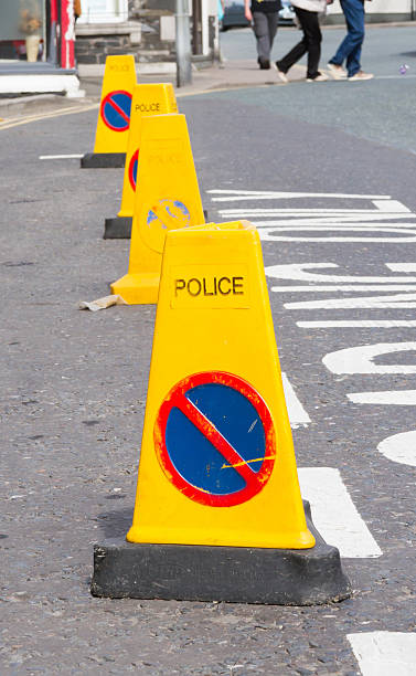 istock Symbol No parking on yellow traffic cone. 518124232