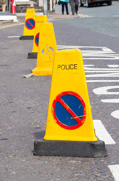 istock Symbol No parking on yellow traffic cone. 518124260