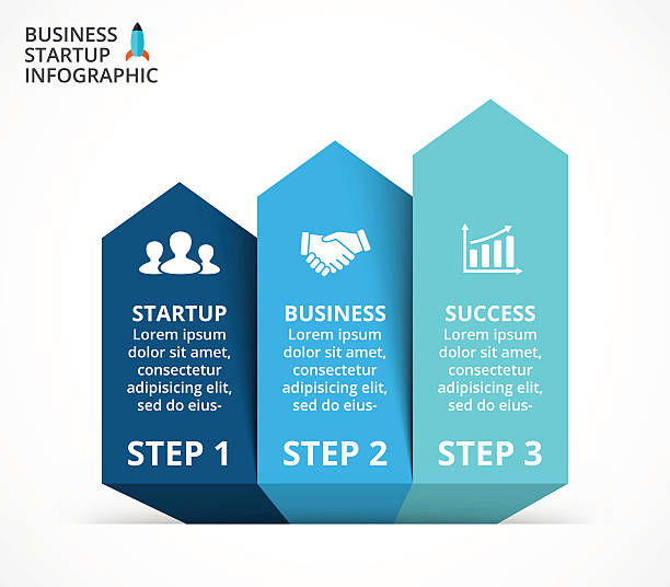 illustrazioni stock, clip art, cartoni animati e icone di tendenza di vettoriale frecce infografica, diagramma, grafico, presentazione, lavagna. concetto di business con - growth graph chart three dimensional shape