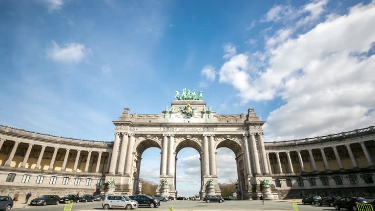 4K time-lapse: Triumphal Arch Cinquantenaire Parc Brussels Belgium