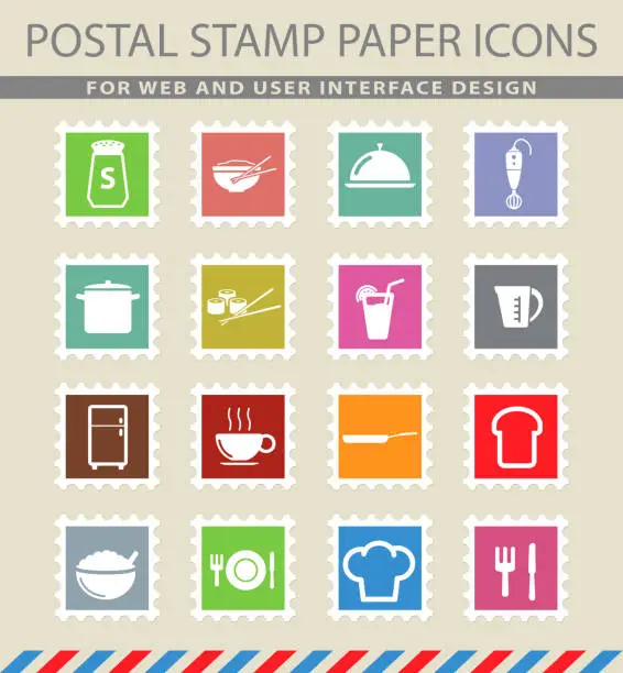 Vector illustration of Food and kitchen simply icons