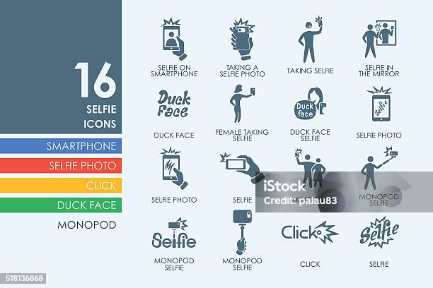 Set Of Selfie Icons Stock Illustration - Download Image Now - Abstract, Camera - Photographic Equipment, Communication