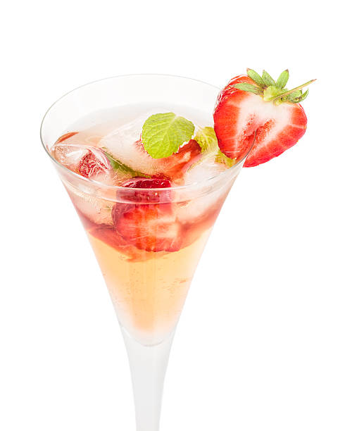 istock Drink with strawberries and mint in a champagne flute 518137578
