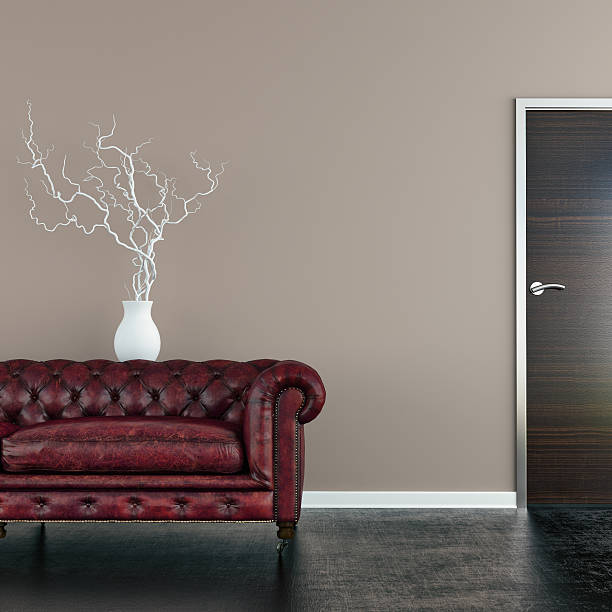 istock Modern living room with red leather sofa 518139126