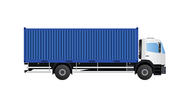 Cargo truck side view vector art illustration