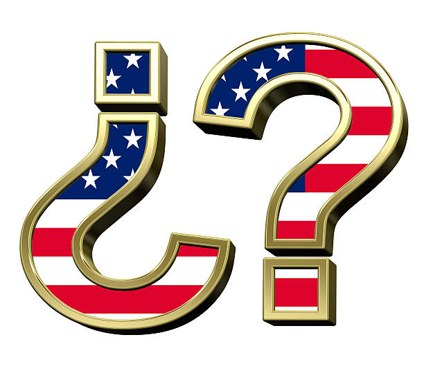 istock Question mark from american flag alphabet set isolated over white. 518139742