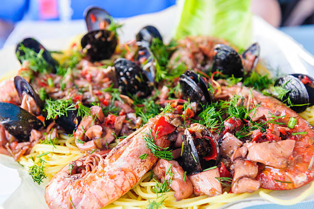 istock Pasta with sea fruits 518141078