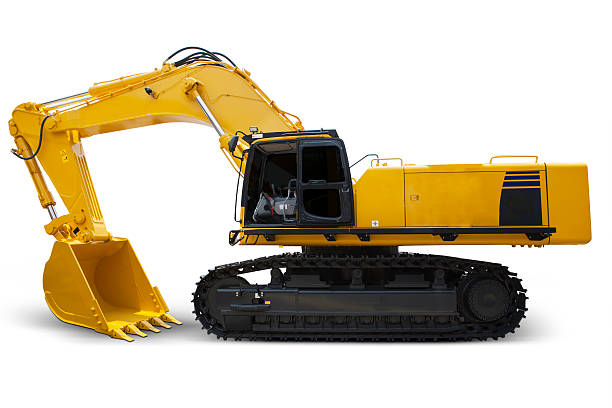 istock Modern excavator with yellow color 518143000