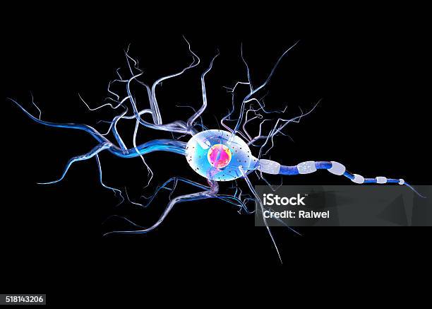 Photo libre de droit de Détaillée Neurone Seul Sur Blak Arrièreplan banque d'images et plus d'images libres de droit de Anatomie - Anatomie, Axone, Biologie