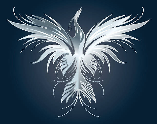 Silver Phoenix vector art illustration
