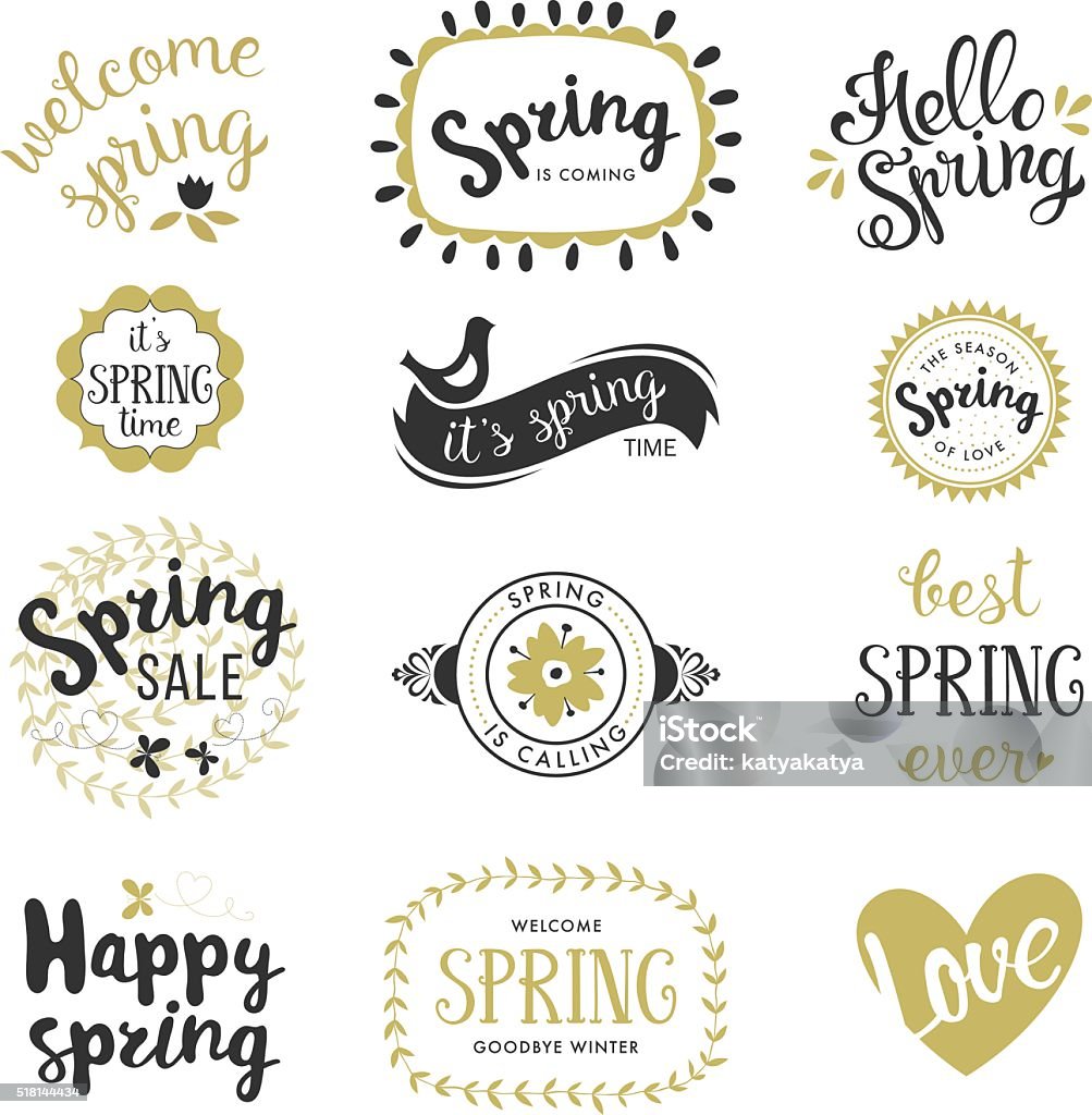 Spring Festival Lettering Spring Lettering Design Set Stock Illustration - Download Image Now ...