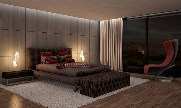 istock Bedroom in Brown Colors 3D rendering 518145624