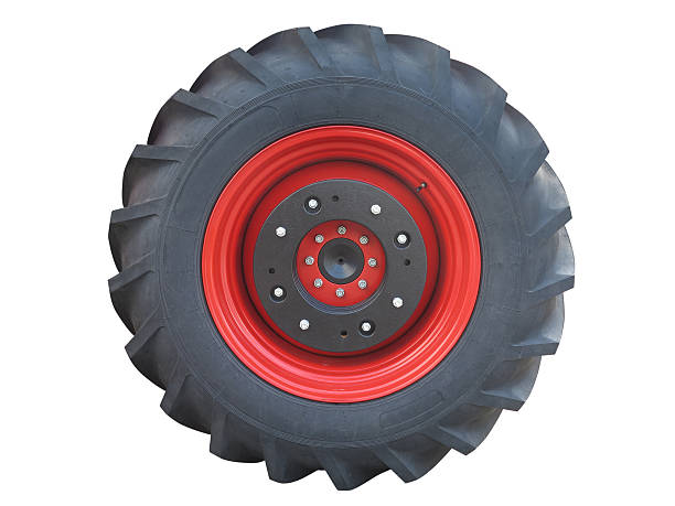 istock Tractor red tire wheel isolated over white 518148702