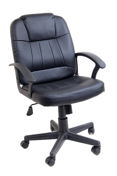 istock Black leather office chair isolated on white 518148703