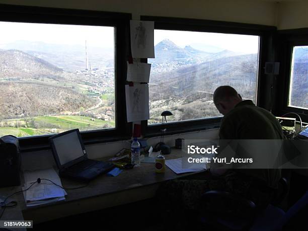 Stationed In The Radio Tower A Lonely Assignment Stock Photo - Download Image Now - Kosovo, Armed Forces, In Silhouette