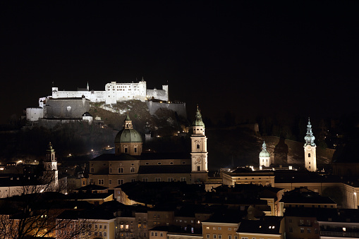 Salzburg by night, Austria.