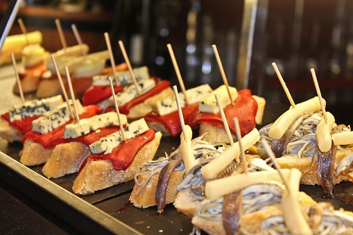 A variety of tapas in a Madrid restaurant.