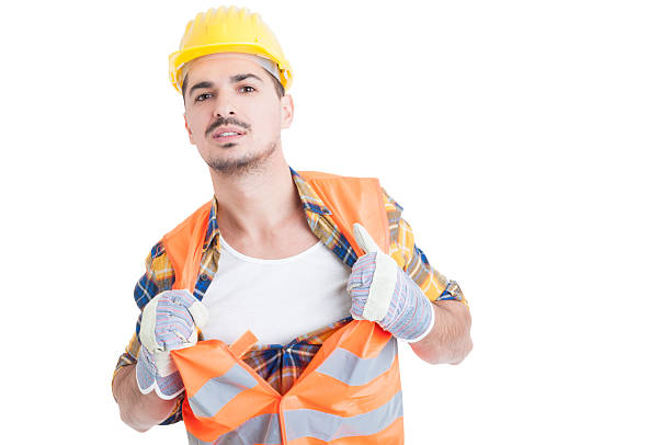 istock Handsome engineer acting like a super hero in his workwear 518151214