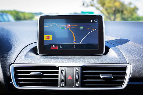 Navigation device in the car Navigation device in modern car global positioning system photos stock pictures, royalty-free photos & images