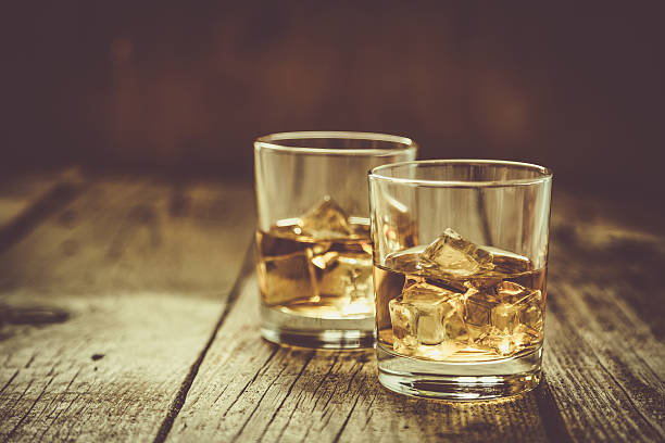 istock Whistey with ice in glasses 518151822