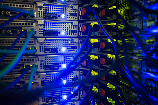 istock Interior of server with wires blue 518169969