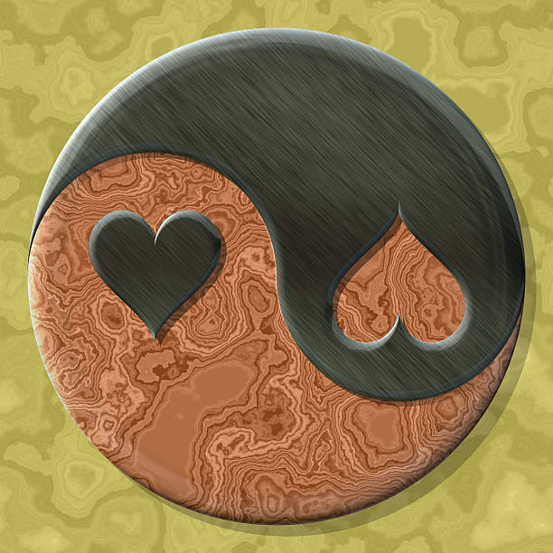 Yin-yang heart symbol with seamless generated texture background Yin-yang heart symbol with seamless generated texture background jin jang stock pictures, royalty-free photos & images