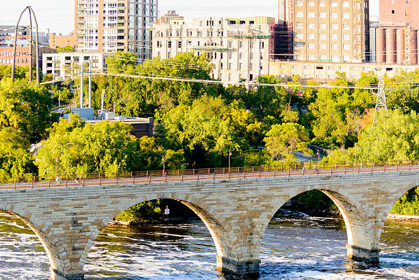 istock Minneapolis, MN, river and bridge near downtown 518171373