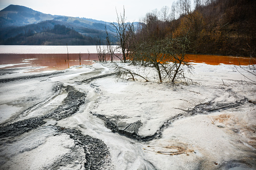Copper mining residue lake, Geamana Lake, Romania