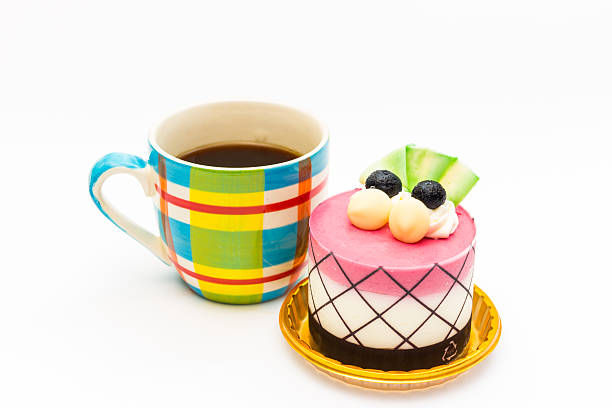 Businesswoman Taking a Coffee Break and Eating Dessert, Latte Consept