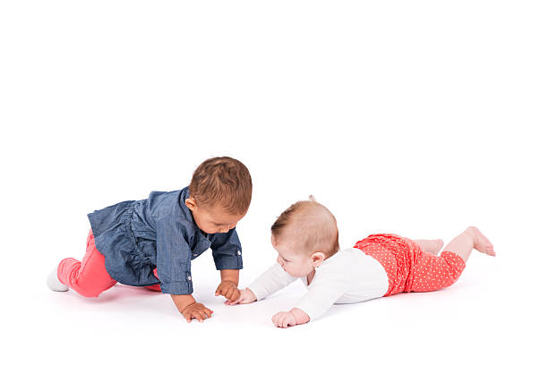 istock Two baby girl on white background. 518172940