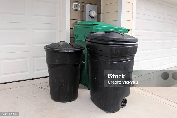Outdoor Plastic Garbage Cans Stock Photo - Download Image Now