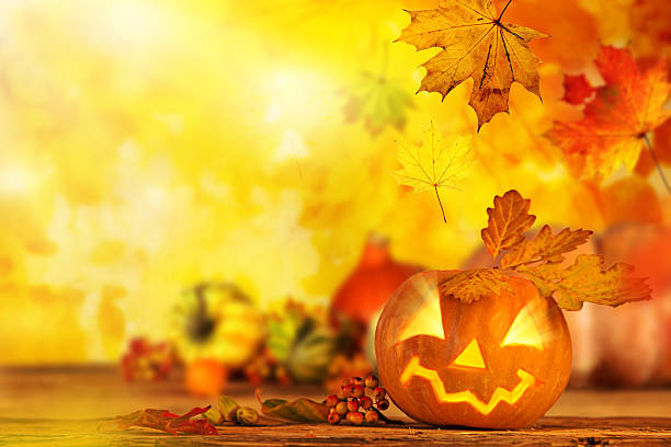 istock Scary jack o lantern halloween background 518175631